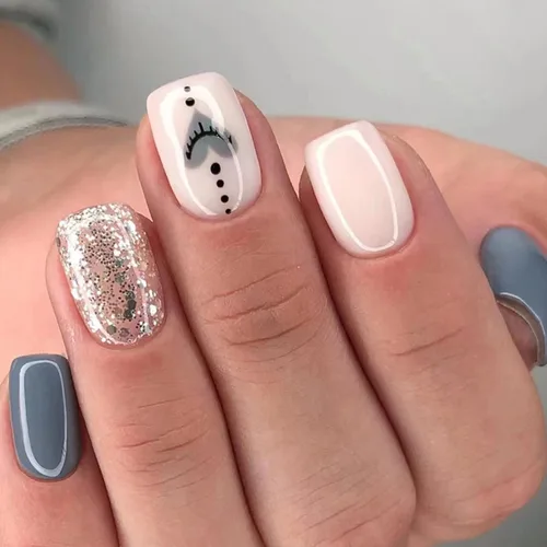 Miniatura 9 de Uñas postizas cortas cuadradas a presión, uñas postizas blancas nude, uñas postizas brillantes de cobertura completa, uñas postizas acrílicas