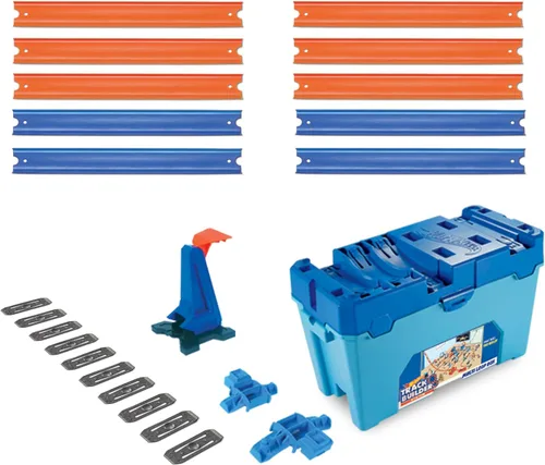 Miniatura 4 de Hot Wheels Track Builder Playset Multi Loop Box, 10 pies de pista y 1 auto de juguete a escala 1:64, cuenta con caja de almacenamiento