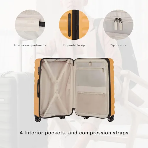 Miniatura 3 de ANTLER Clifton Suitcases Juego de 3 Maletas de mano, medianas y grandes Funda rígida súper ligera para viajes y vacaciones Equipaje con 4
