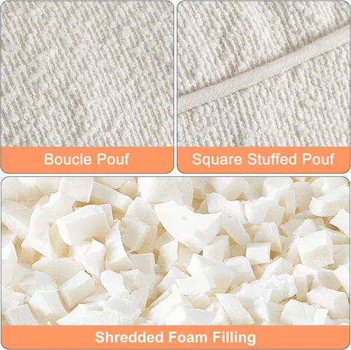 Miniatura 5 de Puf otomano relleno de espuma moderno pufs para sala de estar, silla decorativa de 20 x 15 pulgadas, taburete bohemio relajado para sala de estar