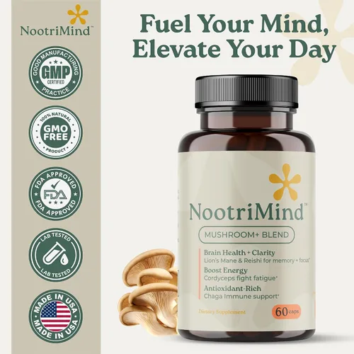 Miniatura 7 de Mushroom+ Blend 10 cápsulas complejas de hongos Melena de león, Reishi, Cordyceps y Chaga Enfoque + Claridad, energía y apoyo inmunológico