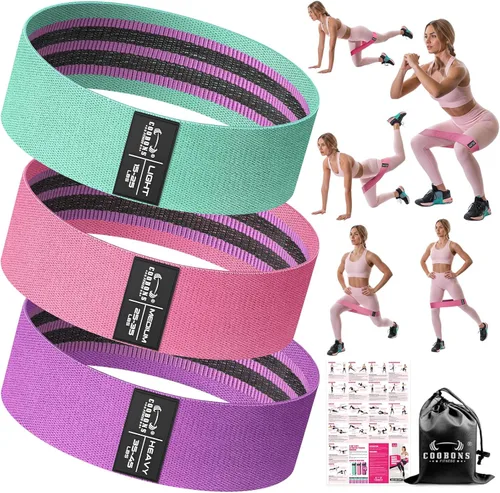 Bandas de resistencia de tela para entrenar - Bandas de ejercicio para mujeres y hombres, bandas de trasero para piernas y glúteos, yoga, pilates,