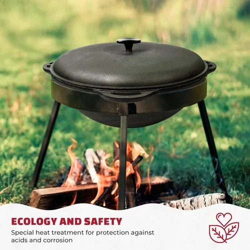 Miniatura 6 de Olla de horno holandés con tapa Syton de 12.5 cuartos (12 L) - Horno holandés de camping - Juego de utensilios de cocina de hierro fundido - Hierro