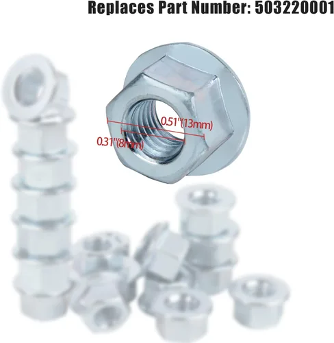 Miniatura 2 de Juego de 2 llaves en T de 0.512 x 0.748 in y destornillador con 6 tuercas de barra de cubierta lateral de motosierra 503220001, se adapta a