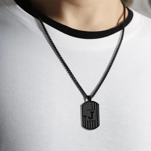 Miniatura 2 de Bellino Regalos de graduación – Collar con letra inicial de la A a la Z para hombres, niños, adolescentes, acero inoxidable, bandera estadounidense