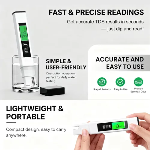 Miniatura 6 de Medidor digital TDS para agua potable, 2025 Nuevo probador de agua 4 en 1 TDS, EC y medidor de temperatura, medidor preciso y confiable de 0 a 9990