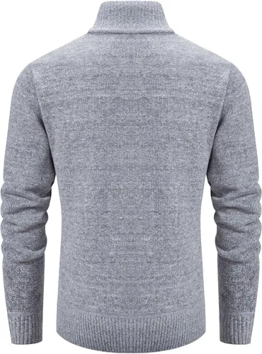 Miniatura 29 de VtuAOL Suéteres tipo cárdigan para hombre, con cremallera completa, cuello alto, cárdigan de punto casual con bolsillos