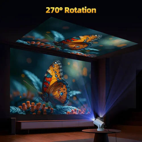 Miniatura 3 de Mini proyector con WiFi y Bluetooth, proyector 4K con altavoz base de sonido de 5 W, proyector portátil para dormitorio, proyector inteligente
