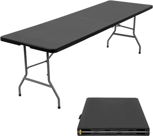 Miniatura 12 de HKLGorg - Mesa plegable, mesa de plástico resistente plegable para uso en interiores y exteriores, mesa de fiesta y comedor fácil de ensamblar