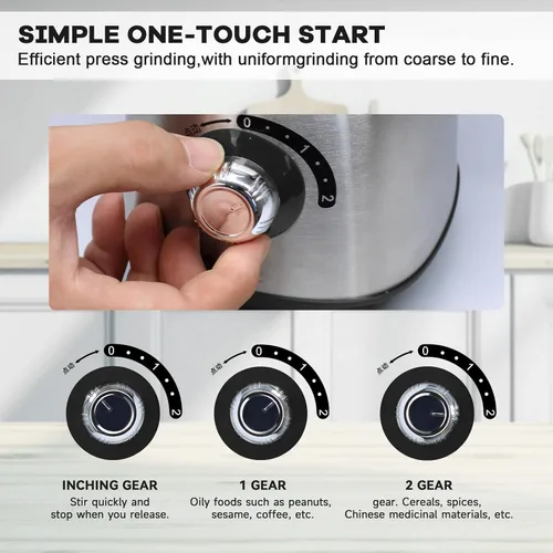 Miniatura 4 de Molinillos eléctricos para especias y nueces, 3 cuchillas de acero inoxidable, 1 filtro, 1 cepillo, molinillo de 500 W para uso en seco de cocina