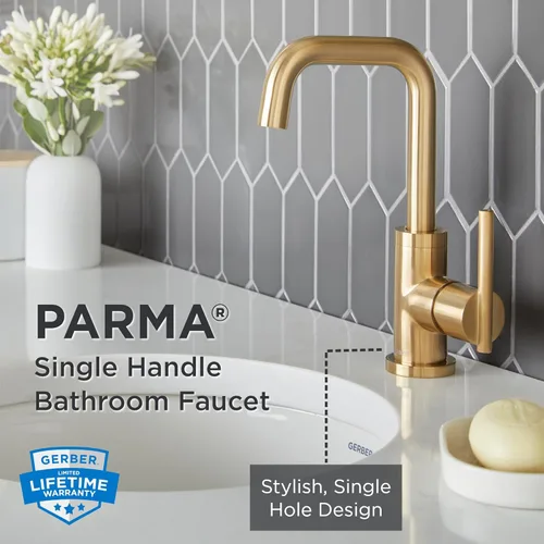 Gerber Grifo de lavabo de fontanería Parma con drenaje de toque de metal Bronce cepillado