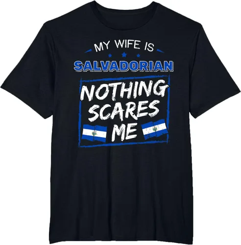 Miniatura 48 de Camiseta con la bandera de raíces salvadoreñas de El Salvador My Wife Is Salvadoran Roots, Negro