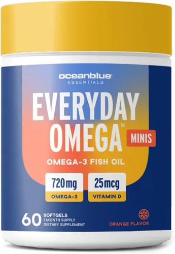 Miniatura 11 de Oceanblue Omega-3 para mujeres, aceite de pescado sin eructos, 720 mg con vitamina D3, apoyo cardíaco e inmunológico, destilado molecularmente