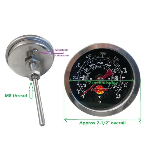 Miniatura 3 de Termómetro para parrilla de barbacoa de cara negra, 50F-900F, rango de alta temperatura, resistente calidad premium, termo para ahumador de 2