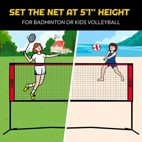 Miniatura 3 de A11N SPORTS Badminton Net - Height Adjustable Volleyball Net for Junior Tennis, Soccer Tennis & Kids - Portable Driveway Pickleball Net for Indoor &