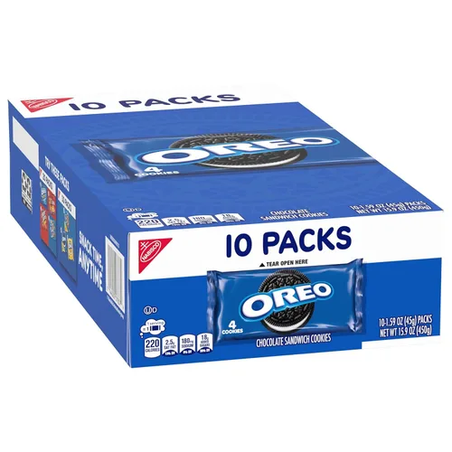 Miniatura 16 de OREO Galletas de sándwich de chocolate, 40 paquetes de aperitivos (4 galletas por paquete, 4 cajas)