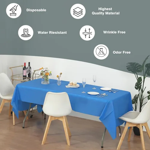Miniatura 3 de Paquete de 12 manteles de plástico resistentes, reutilizables., Azul Royal Azul real