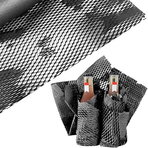 Miniatura 6 de Papel de embalaje de panal negro de 164 pies x 15 pulgadas, papel de embalaje de estraza con amortiguación de burbujas reciclable, rollos