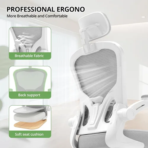 Miniatura 6 de Synorla Silla de oficina ergonómica de escritorio, capacidad de 330 libras, diseño de computadora de respaldo alto para comodidad durante largas