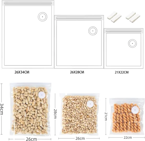 Miniatura 3 de Bolsa selladora al vacío reutilizable para guardar alimentos, 30 bolsas de almacenamiento de alimentos sin BPA, 5 veces más frescas, congelador