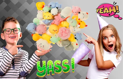 Miniatura 4 de JA-RU Mini animales Mochi (paquete de 6, 12 piezas en total) - Mini Mochi Squishy Juguetes para niños, juguete sensorial para aliviar el estrés