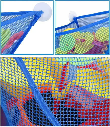 Miniatura 4 de chil Organizador de juguetes de baño con 3 ventosas fuertes montadas para baño/ducha, solución de almacenamiento, red de almacenamiento de juguetes