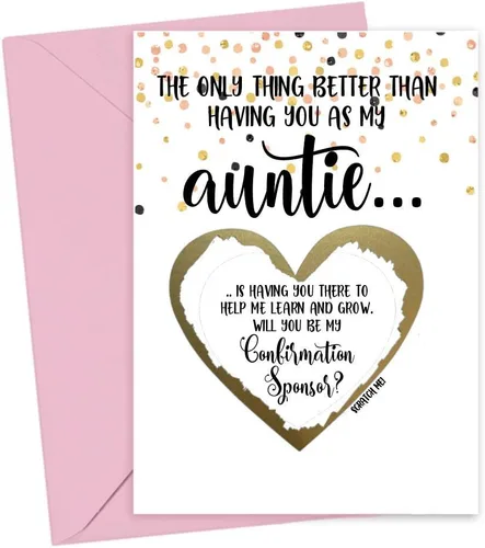 Miniatura 14 de Tarjeta para raspar con texto en inglés «Will You Be My Godmother Godfather Scratch Off», tarjeta para promoción de Tia y Tio a Padrinos de parte