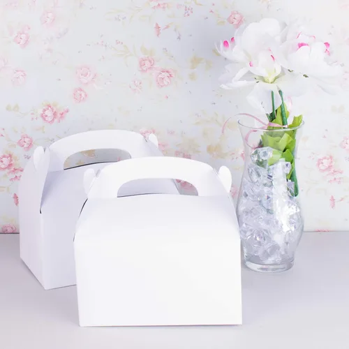 Miniatura 7 de Super Z Outlet Cajas de cartón de papel de regalo de color blanco con asas, bolsas de dulces para artes y manualidades, picnic, recuerdos de fiesta