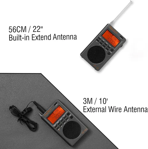 Miniatura 7 de Raddy RF760 Receptor de radio portátil SSB de onda corta con alerta NOAA, banda completa AM/FM/SW/CB/VHF/UHF/WX/AIR, funciona con pilas, radio
