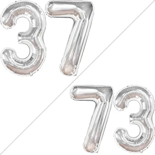 Miniatura 2 de KatchOn, Globo plateado de 40 pulgadas, decoraciones de cumpleaños para hombres y mujeres
