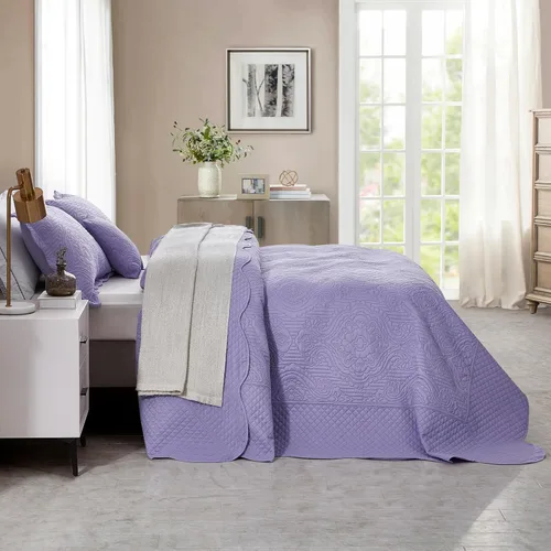 Miniatura 3 de HZ & HY Colcha extragrande King de 128 x 120 pulgadas, extra ancha, juego de ropa de cama ultrasónica, edredón ligero y delgado, reversible, 5