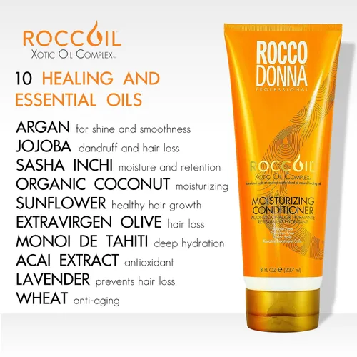 Miniatura 4 de Rocco Donna Acondicionador hidratante sin sulfato, hidratación intensa, suavizante y brillo para cabello teñido con complejo de aceite xótico