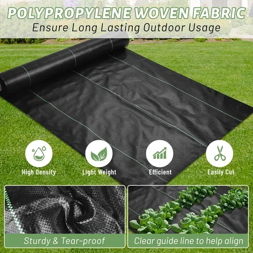 Miniatura 5 de Tela de barrera de malezas de 3 x 300 pies, resistente, tela tejida para control de malezas, tela geotextil tejida para contrapiso, alfombrilla
