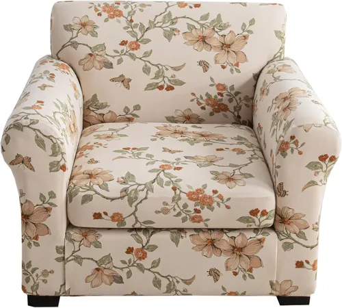 Miniatura 31 de KRFOONN - Fundas elásticas de 4 piezas para sillón y sofá, funda con estampado y 3 fundas independientes para cojines de asiento, lavables, Color01