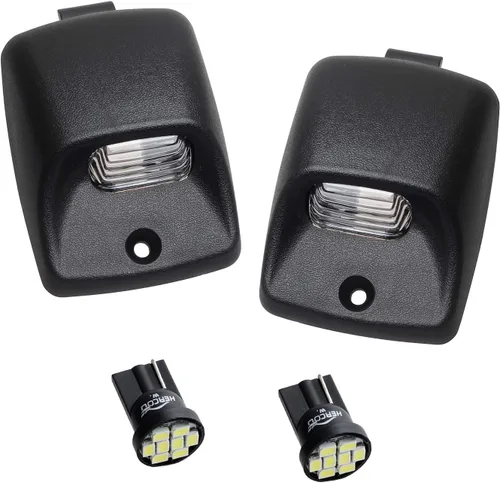 HERCOO Lámpara para Placa de Vehículo LED Lente Blanca Focos Negros Compatible con Camioneta 2005-2015 Tacoma 2002-2013 Tundra, Carcasa Trasera para