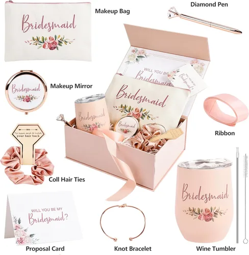 Miniatura 2 de CARAKNOTS Caja de regalo de propuesta de dama de honor, juego de regalo de dama de honor, caja rosa para damas de honor para boda, novia, despedida