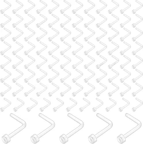 Miniatura 8 de NEWITIN 100 aretes de nariz transparentes de 0.71 onzas para cirugía, en forma de L, retenedores de piercing transparentes, joyería de piercing