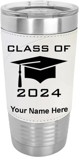 Miniatura 12 de LaserGram Vaso aislado al vacío de 20 onzas, con grabado personalizado incluido (piel sintética, estilo béisbol)