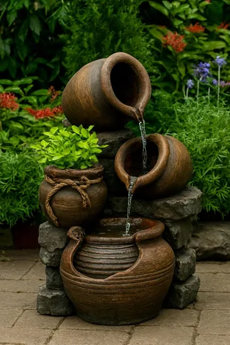 Miniatura 2 de Fuente de agua con múltiples macetas para exterior