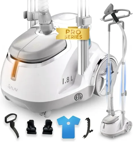 Miniatura 11 de SALAV Vaporizador profesional de ropa de 1500 W con control de pedal Calentamiento rápido de 45 segundos, tanque de 1.8 L, hasta 1 hora de vapor