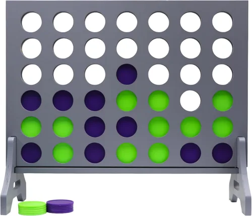 Miniatura 33 de Juego gigante 4 en una fila para familia y adultos – Tailgating Pros Jumbo de madera gris cuatro en una fila juego de patio para interiores