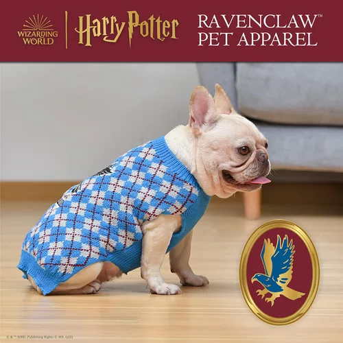 Miniatura 2 de Harry Potter Ravenclaw Suéter para perro, ropa exterior para mascotas, ropa y accesorios para perros con licencia oficial para casas de Hogwarts