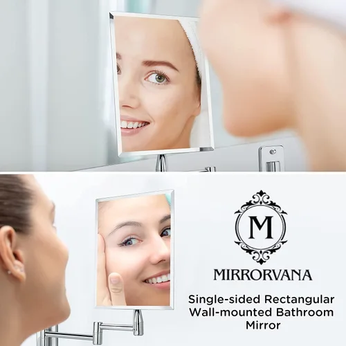 Miniatura 4 de MIRRORVANA Espejo de pared sin marco para baño con extensión giratoria de 11 pulgadas, sin aumento, superficie rectangular de 8.7 x 6.3 pulgadas