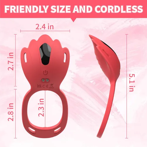 Miniatura 5 de Juguetes sexuales para adultos, juguete sexual femenino con 9 modos de vibración, estimulador de clítoris con anillo de pene vibrador, juguete Rojo