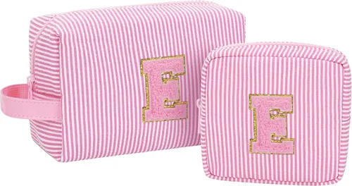 Miniatura 28 de MONSTINA Cesta de Pascua para adolescentes, bolsa de maquillaje con inicial, bolsa de cosméticos personalizada para niñas y mujeres, bonita bolsa