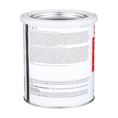 Miniatura 3 de 3M Adhesivo de contacto de neopreno de alto rendimiento 1357, gris y verde, lata de 1 cuarto de galón, alto rendimiento, larga duración, ofrece una