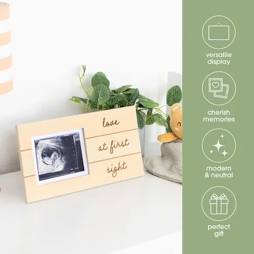 Miniatura 6 de Pearhead Love At First Sight - Marco de fotos de madera para sonogramas, marco de anuncio de embarazo con ultrasonido, decoración ideal para niños