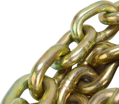 Miniatura 5 de TYFYB 2 cadenas de carpeta de grado 70 resistentes de 3/8 pulgadas y 20 pies, cadena de remolque de amarre chapada en zinc amarillo, con ganchos