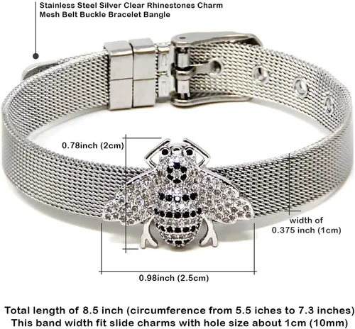 Miniatura 3 de Me Plus - Pulsera de acero inoxidable para mujer, diseño de diamantes de imitación de plata, oro transparente