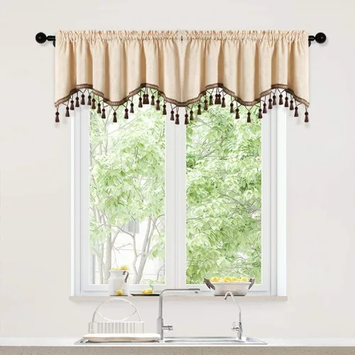 Miniatura 40 de Cortinas de doble cara de felpilla para cortina de cocina, cenefa para sala de estar